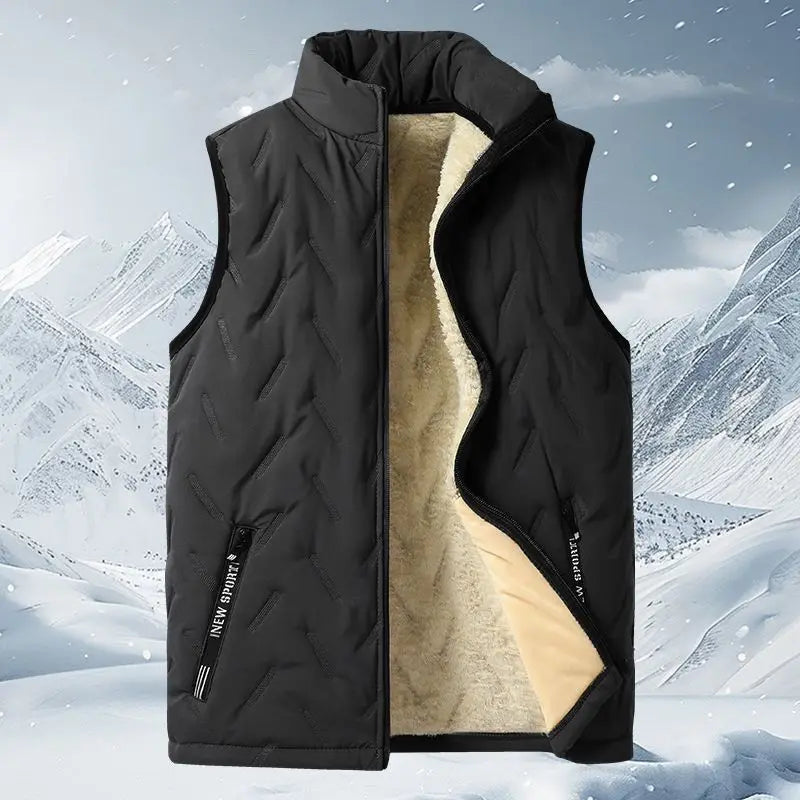 Autumn and Winter New Men's Thermal Three-piece Set Stand-up Collar Lamb Wool Vest Vest Jacket Ultrasonic Trousers